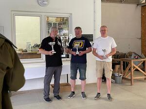 Die ersten 3 der Deutschen Meisterschaft von links nach rechts 1.Platz Josef Wölfle, 2. Platz Alexander Klemm, 3.Platz Manfred Rißmann